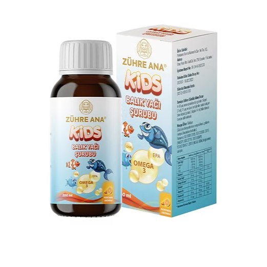 Zühre Ana Kids Omega 3 Balık Yağı Şurubu – Portakal Aromalı | 200 ml