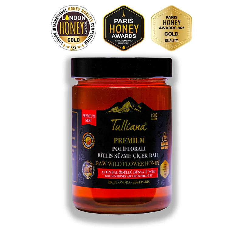 Premium Seri Polifloralı (Çok Çiçekli) Ham Süzme Çiçek Balı - Ödüllü Bitlis Balı 850 gram