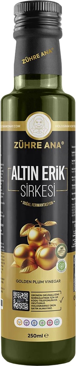 Zühre Ana Natürlicher Gold-Pflaumen-Essig – 500 ml | Traditioneller Geschmack, Natürliche Unterstützung
